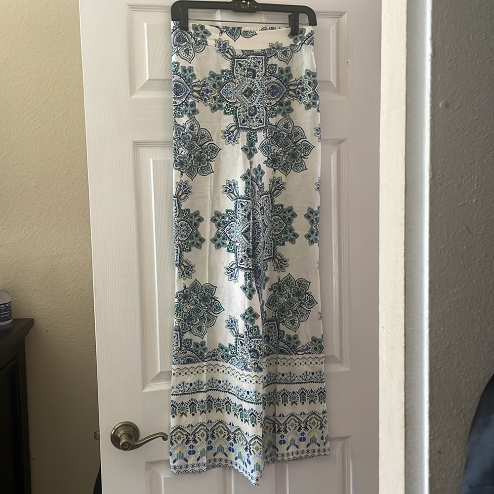 NEW RACHEL ZOE Linen Blend Paisley Printed Bootcut pull on trouser Pants - Picture 9 of 13
